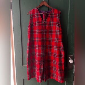 Plaid Sleeveless Dress - Red and Green